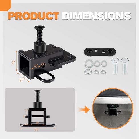 جهاز استقبال وصلة ربط FieryRed مقاس 2 بوصة متوافق مع 2019-2024 Dodge Ram 1500 Newbody، وصلة سحب مقطورة خلفية من الفئة 3 مع مسامير، معطف مسحوق لامع مضاد للصدأ، أسود in Kuwait