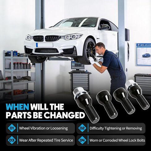 6 قطعة M14x1.25mm مجموعة قفل العجلة 4 مسامير قفل عجلة مضادة للسرقة و2 مفاتيح أمان لسيارات BMW الداخلية ومسامير العروة تناسب E90 E92 E60 E63 E82 E70 X5 E71 2007-2021 يستبدل 36-13-6-776-076 36136776076 in Kuwait