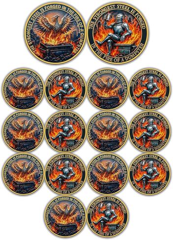 Knight Dumpster Fire Challenge Coin - Dumpster Fire Desk Accessories- Funny Desk Accessories for Work - Hilarious Coworker Go Away Token - Inspirational Gift for Colleague (16Pcs) in Saudi Arabia