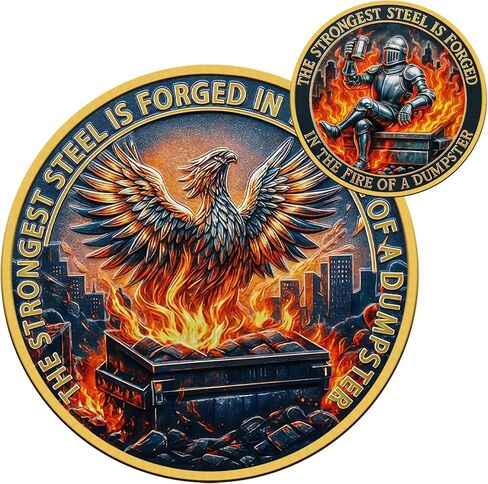 Knight Dumpster Fire Challenge Coin - Dumpster Fire Desk Accessories- Funny Desk Accessories for Work - Hilarious Coworker Go Away Token - Inspirational Gift for Colleague (16Pcs) in Saudi Arabia
