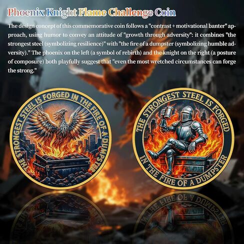 Knight Dumpster Fire Challenge Coin - Dumpster Fire Desk Accessories- Funny Desk Accessories for Work - Hilarious Coworker Go Away Token - Inspirational Gift for Colleague (16Pcs) in Saudi Arabia