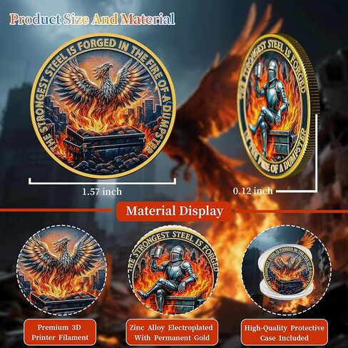 Knight Dumpster Fire Challenge Coin - Dumpster Fire Desk Accessories- Funny Desk Accessories for Work - Hilarious Coworker Go Away Token - Inspirational Gift for Colleague (16Pcs) in Saudi Arabia