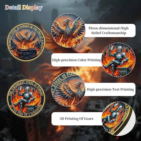 Knight Dumpster Fire Challenge Coin - Dumpster Fire Desk Accessories- Funny Desk Accessories for Work - Hilarious Coworker Go Away Token - Inspirational Gift for Colleague (16Pcs) in Saudi Arabia
