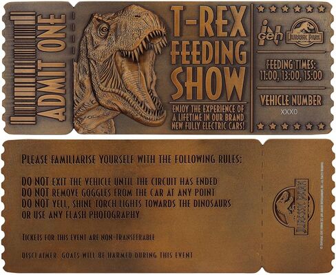 Fanattik Jurassic Park Feeding Show Ticket Limited Edition Embossed Metal Replica in Saudi Arabia