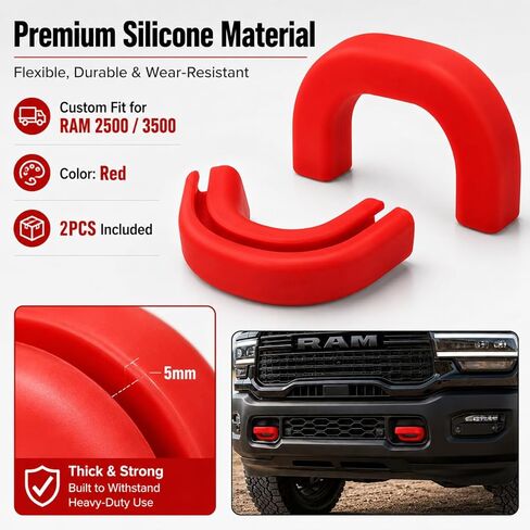 2Pcs Front Tow Hook Covers - Compatible with 2019-2026 Ram 2500 3500, Red Tow Hook Cover Caps, Front Bumper Exterior Trim Accessories in Saudi Arabia