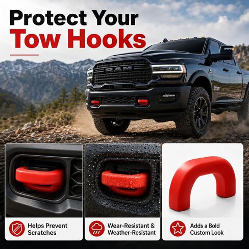 2Pcs Front Tow Hook Covers - Compatible with 2019-2026 Ram 2500 3500, Red Tow Hook Cover Caps, Front Bumper Exterior Trim Accessories in Saudi Arabia