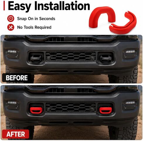 2Pcs Front Tow Hook Covers - Compatible with 2019-2026 Ram 2500 3500, Red Tow Hook Cover Caps, Front Bumper Exterior Trim Accessories in Saudi Arabia