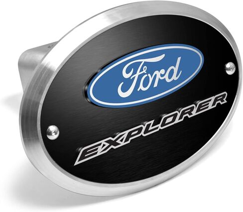 صورة iPick لشعار Ford Explorer ثلاثي الأبعاد على غطاء وصلة سحب من الألومنيوم البيضاوي الأسود مقاس 2 بوصة - مرخص رسميًا in Kuwait