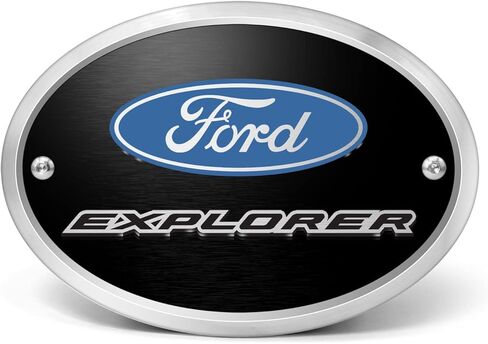صورة iPick لشعار Ford Explorer ثلاثي الأبعاد على غطاء وصلة سحب من الألومنيوم البيضاوي الأسود مقاس 2 بوصة - مرخص رسميًا in Kuwait