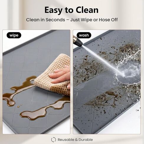 Oil Drip Pan for Under Car 34" x 22", Silicone Oil Spill Mat with 5 Absorbent Pads, Garage Drip Tray with 0.7" Raised Edge, Waterproof Non-Slip Floor Protector, Gray in Saudi Arabia