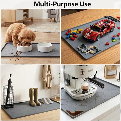 Oil Drip Pan for Under Car 34" x 22", Silicone Oil Spill Mat with 5 Absorbent Pads, Garage Drip Tray with 0.7" Raised Edge, Waterproof Non-Slip Floor Protector, Gray in Saudi Arabia