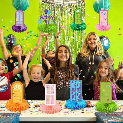 8 Pcs Monster Party Decoration, Colorful Door Theme Honeycomb Centerpieces 3D Double Sided Table Decor Supplies for Funny Monster Door Party Decoration in Saudi Arabia
