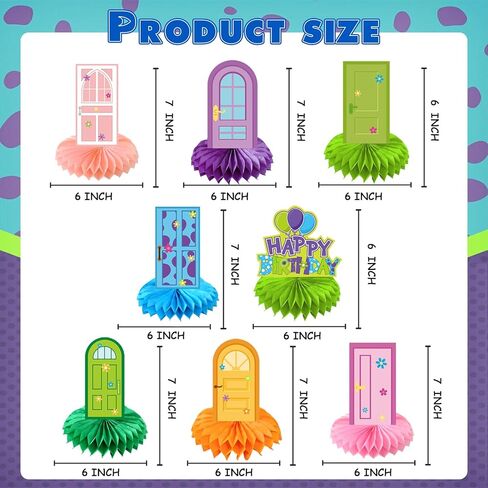 8 Pcs Monster Party Decoration, Colorful Door Theme Honeycomb Centerpieces 3D Double Sided Table Decor Supplies for Funny Monster Door Party Decoration in Saudi Arabia