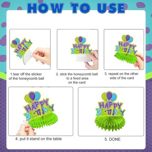 8 Pcs Monster Party Decoration, Colorful Door Theme Honeycomb Centerpieces 3D Double Sided Table Decor Supplies for Funny Monster Door Party Decoration in Saudi Arabia