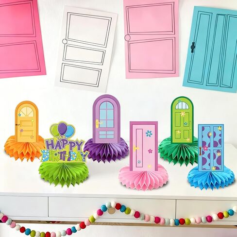 8 Pcs Monster Party Decoration, Colorful Door Theme Honeycomb Centerpieces 3D Double Sided Table Decor Supplies for Funny Monster Door Party Decoration in Saudi Arabia