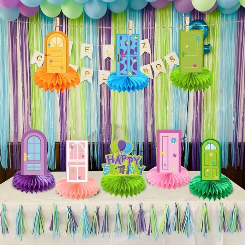 8 Pcs Monster Party Decoration, Colorful Door Theme Honeycomb Centerpieces 3D Double Sided Table Decor Supplies for Funny Monster Door Party Decoration in Saudi Arabia