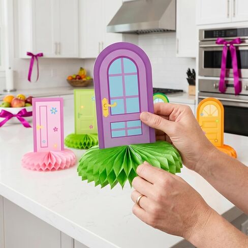 8 Pcs Monster Party Decoration, Colorful Door Theme Honeycomb Centerpieces 3D Double Sided Table Decor Supplies for Funny Monster Door Party Decoration in Saudi Arabia