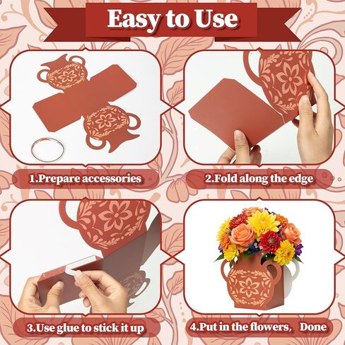 WATINC Mexican Paper Flower Vase - 16Pcs Mexicanos Clay-Colored De Barro Flower Vases for Cinco De Mayo, Cielito Lindo Party Decoration for Terracotta Hue Gift Boxes Table Centerpiece Decor in Kuwait