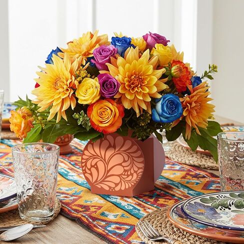 WATINC Mexican Paper Flower Vase - 16Pcs Mexicanos Clay-Colored De Barro Flower Vases for Cinco De Mayo, Cielito Lindo Party Decoration for Terracotta Hue Gift Boxes Table Centerpiece Decor in Kuwait
