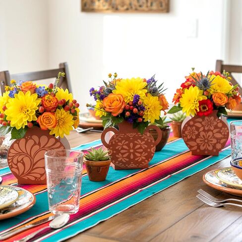 WATINC Mexican Paper Flower Vase - 16Pcs Mexicanos Clay-Colored De Barro Flower Vases for Cinco De Mayo, Cielito Lindo Party Decoration for Terracotta Hue Gift Boxes Table Centerpiece Decor in Kuwait