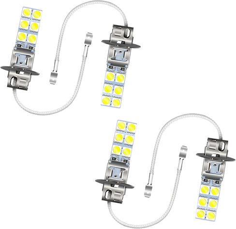 4 PCS Car H3 LED Fog Lights, 12V 5050-12SMD 6000K Waterproof Driving LED Lamps Bulbs, Universal Dome Courtesy Bulbs Replacement, for Most Cars, Trucks, SUVs (White) in Saudi Arabia