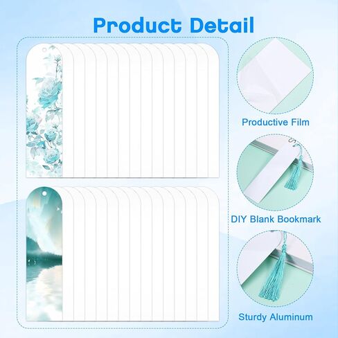 Sublimation Double Sided Bookmark Blanks - 50Pcs Metal Kit + 50 Colors Tassels, DIY Bookmarks for Book Lovers, Crafts, Reading Gifts in Saudi Arabia