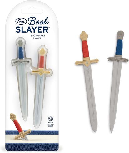 Genuine Fred Book Slayer Sword Bookmarks, Set of 2 Page Markers, Soft and Flexible Silicone, 4.1" Tall, for Epic Fantasy Readers and Book Lovers in Saudi Arabia