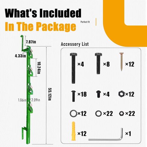 Weedeater Rack for Trailer, 4 Place Heavy Duty Lockable Trimmer Racks,Adjustable Long Handle Tool Storage Holder for Truck, Garage Organization Green in Saudi Arabia