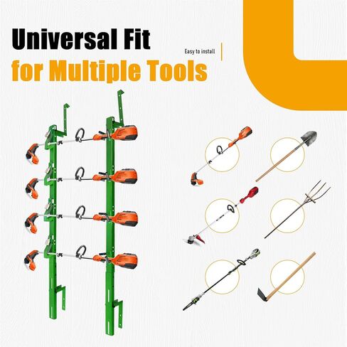 Weedeater Rack for Trailer, 4 Place Heavy Duty Lockable Trimmer Racks,Adjustable Long Handle Tool Storage Holder for Truck, Garage Organization Green in Saudi Arabia