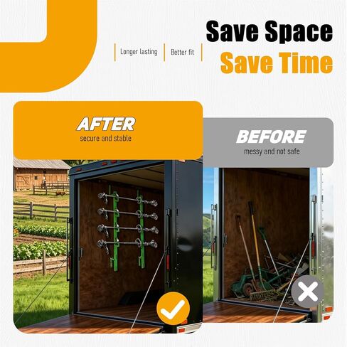 Weedeater Rack for Trailer, 4 Place Heavy Duty Lockable Trimmer Racks,Adjustable Long Handle Tool Storage Holder for Truck, Garage Organization Green in Saudi Arabia