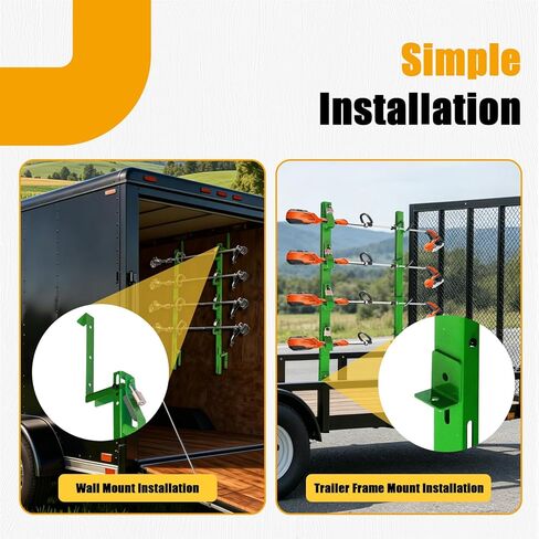 Weedeater Rack for Trailer, 4 Place Heavy Duty Lockable Trimmer Racks,Adjustable Long Handle Tool Storage Holder for Truck, Garage Organization Green in Saudi Arabia