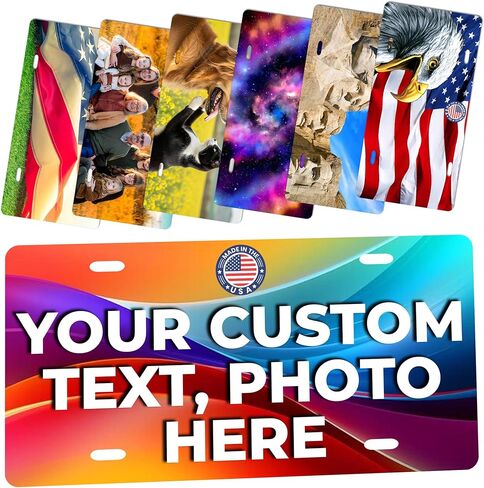 لوحة ترخيص صور مخصصة - هدية صور فاخرة من الألومنيوم مقاس 6 × 12 بوصة - تحميل صورة أو صورة حيوان أليف أو شعار أو نص إلى ذكريات على المعدن - هدية فريدة بسمك 0.43 مم مع 4 فتحات، صنع في الولايات المتحدة الأمريكية in Kuwait
