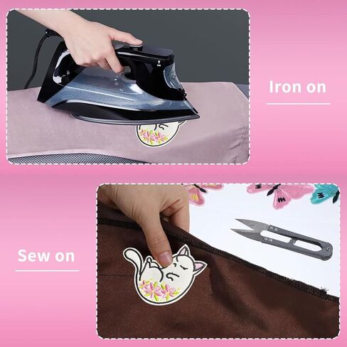 4 Pack Embroidered Cat Iron on Patches, Funny Meme Cute Cartoon Animals Patch, Cute Flower Cat Sew On Patches DIY Clothes Accessories for Clothes Jeans Jackets Backpacks Hats Bags in Saudi Arabia