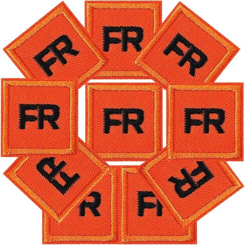 FR Patches for Clothing – 10 Pack Orange Embroidered Iron-On or Sew-On Badges for Jackets, Jeans, Hats, Backpacks (1"x1") in Saudi Arabia