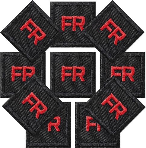 FR Patches for Clothing – 10 Pack Orange Embroidered Iron-On or Sew-On Badges for Jackets, Jeans, Hats, Backpacks (1"x1") in Saudi Arabia