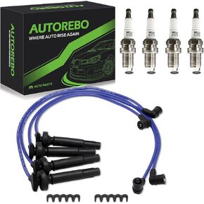 Set of 4 PCS Ignition Spark Plug Wires SOA430Q124 55004 RC-FX101 & 4 Iridium Spark Plugs Set Compatible with Subaru Outback Forester Impreza Legacy Saab 9-2X H4 2.5L 2005-2010# 671-4305 22453AA140 in Saudi Arabia
