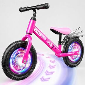 Toddler Balance Bike for 2-5 Year Old,Kids Balance Bike with Fender,Kids Bicycle for 2 3 4 5 Years Old Boy Girl Birthday Christmas Toy Gift,Adjustable Seat/Handlebar,Flat-Free LED Tires,10Min Assembly in Saudi Arabia