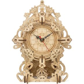 Adult 3D Wooden Puzzle Clock Set 33 Pieces Linden Wood Eco-Friendly Material DIY Mechanical Table Clock Roman Numeral Dial Stunning Decor for Living Rooms, Desks, and Study Tables in Saudi Arabia