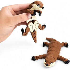 3D Printed Articulated Otter Fidget - Flexible Posable Mini Otter Figurine, Sensory Stress Relief Toy for Kids & Adults, Desk Decor in Saudi Arabia