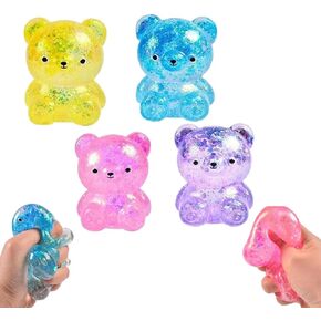 4PCS Glitter Bear Stress Ball – Sugar Bear Squishies, Stress Relief Slow Rise Stress Relief Fidget Toys for Adults in Saudi Arabia