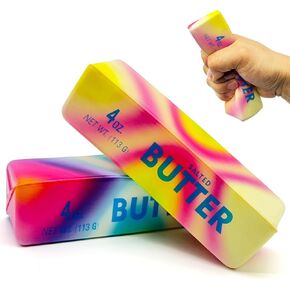2PCS Rainbow Butter Stick Squishy, Slow Rising Squishy Toys, Slow Rebound Stress Relief Squeeze Toys Gifts for Kids Adults, Cheese Dumpling Squishy Fidget Toys for Classroom Office Travel Relaxation in Saudi Arabia