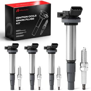 Ignition Coil Packs and Spark Plugs for Toyota Corolla Prius Matrix 2009 2010 2011 2012 2013 2014 2015 2016 2017 1.8 L4 Spark Plugs & Coils, UF596, Set of 4 in Saudi Arabia