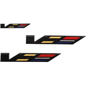 3Pcs New V Car Emblems Door Liftgate Badge V Logo Compatible with 2025 Escalade V-Series 85079675 (Black/Yellow/Red) in Saudi Arabia