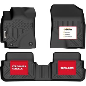orealtrend Car Floor Mats Compatible with Toyota Corolla 2009-2013 Heavy Duty All Weather Liners Spill Proof Black Front Rear Carpet Custom Fitted Odorless Anti Slip Full Set Accessories for Men Dad in Saudi Arabia