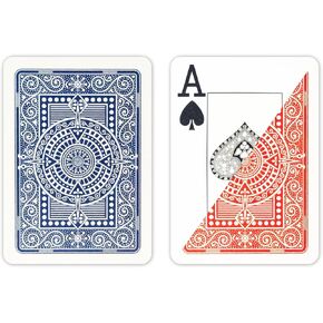Modiano Texas Hold'em Poker Playing Cards, 100% Plastic, Jumbo (Large) Index, Blue & Red, 2-Deck Set, Made in Italy in Saudi Arabia