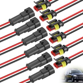 6 Pack 2 Pin Connector Waterproof, 16 AWG 2 Wire Connectors, Automotive Electrical Connectors Male and Female Way with for Car Truck Boat Wire Connection in Saudi Arabia