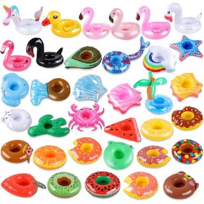 Inflatable Drink Holder, 35 Pack Drink Floaties for Pool, Pool Drink Floats for Hawaii Themed Pool Parties Cute Flamingo Inflatable Cup Holders Coasters in Saudi Arabia