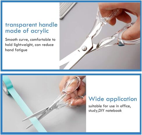 Gold Scissors, Stainless Steel Blade with Acrylic Handle, All Purpose Scissor for Office, School, Home, Fabric Shears, Tijeras (6.3" Silver) in Saudi Arabia