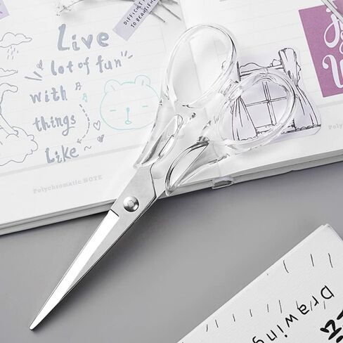 Gold Scissors, Stainless Steel Blade with Acrylic Handle, All Purpose Scissor for Office, School, Home, Fabric Shears, Tijeras (6.3" Silver) in Saudi Arabia