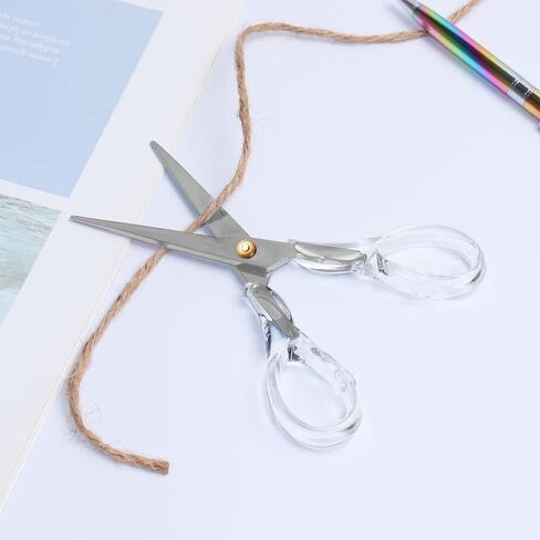 Gold Scissors, Stainless Steel Blade with Acrylic Handle, All Purpose Scissor for Office, School, Home, Fabric Shears, Tijeras (6.3" Silver) in Saudi Arabia